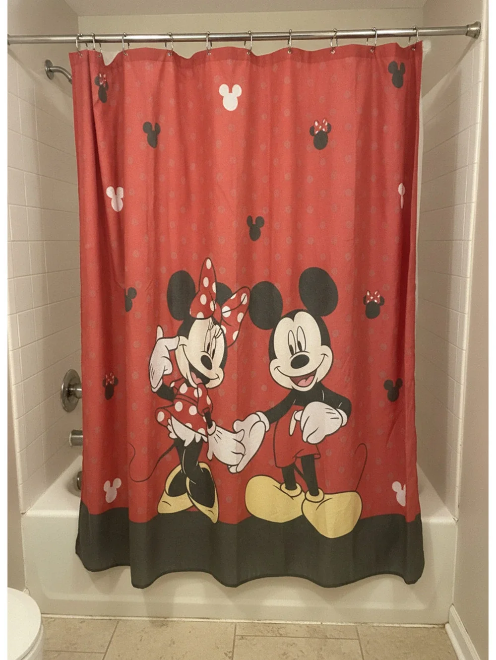 Disney Mickey and Minnie Mouse Red Shower Bathroom tub Shower Curtain